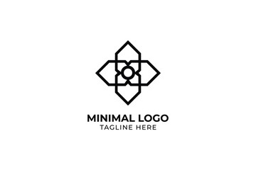 Fototapeta premium Abstract linear logotype logo snow flake design, Abstract flower logo icon design abstract modern minimal line art illustration