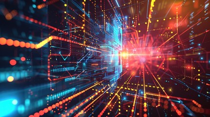 Fototapeta premium Attractive Abstract and futuristic digital tech mesh background in low poly style
