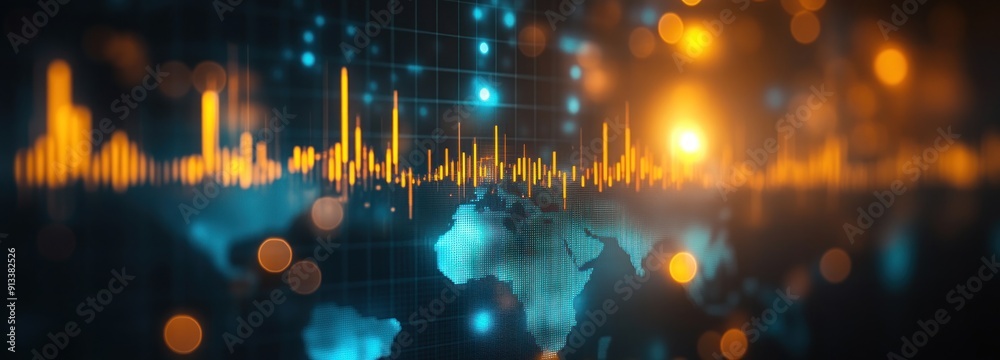 Poster World Map with Data and Bokeh Lights