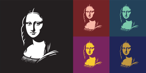 Mona Lisa - Pop Art Style Vector Illustration in Multiple Color Variations