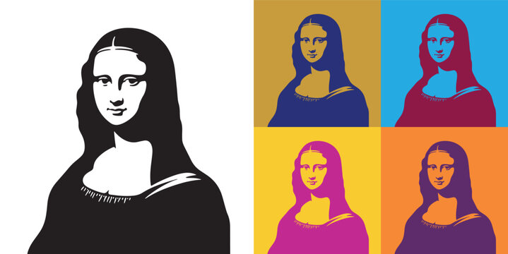Mona Lisa - Pop Art Style Vector Illustration in Multiple Color Variations