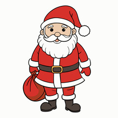 Santa claus with bag isolated on white, Christmas santa claus vector illustration, Christmas santa vector art, santa silhouette, Christmas santa claus vector icon, eps

