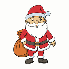 Santa claus with bag isolated on white, Christmas santa claus vector illustration, Christmas santa vector art, santa silhouette, Christmas santa claus vector icon, eps
