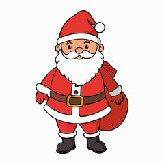Santa claus with bag isolated on white, Christmas santa claus vector illustration, Christmas santa vector art, santa silhouette, Christmas santa claus vector icon, eps
