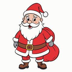 Santa claus with bag isolated on white, Christmas santa claus vector illustration, Christmas santa vector art, santa silhouette, Christmas santa claus vector icon, eps
