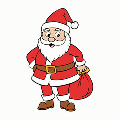 Santa claus with bag isolated on white, Christmas santa claus vector illustration, Christmas santa vector art, santa silhouette, Christmas santa claus vector icon, eps
