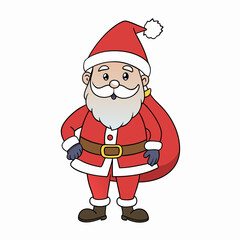 Santa claus with bag isolated on white, Christmas santa claus vector illustration, Christmas santa vector art, santa silhouette, Christmas santa claus vector icon, eps

