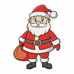 Santa claus with bag isolated on white, Christmas santa claus vector illustration, Christmas santa vector art, santa silhouette, Christmas santa claus vector icon, eps
