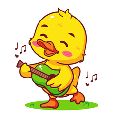 Cute Little Duck Cartoon Vector. Adorable And Kawaii Animal Concept Design. Icon Mascot Illustration Isolated White Background.