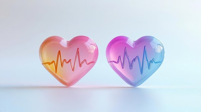 Heart Beat Clipart, Brainstorming Theme, Pastel Tones, Isolated On White Background