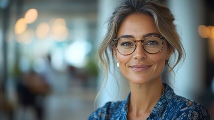 Happy mature middle-aged professional business women bank staff or human resources managers, company executives looking at work, blue inch shirt, white, black, blue color scheme, white office backgrou