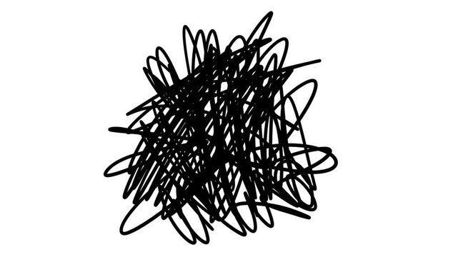 手書きの漫画的なモヤモヤ・ぐちゃぐちゃ・なぐり書きのアニメーション素材　モザイクなど　10秒　ループ　白背景・白黒・アルファチャンネル・乗算など