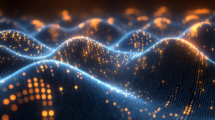 Abstract futuristic data technology with dynamic computer visuals, showcasing advanced business concepts and innovation in a high-tech environment