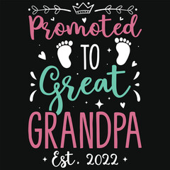 Promoted to great grandpa typography tshirt design