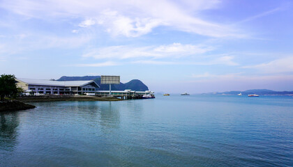 embankment and sea kuah bay in town of Kuah of Langkawi island in Malaysia