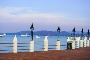 embankment and sea kuah bay in town of Kuah of Langkawi island in Malaysia