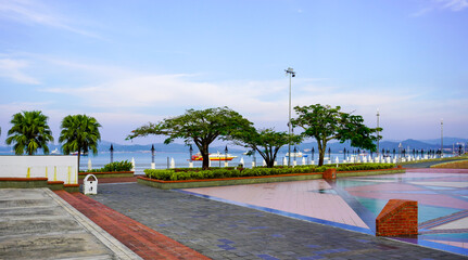 embankment and sea kuah bay in town of Kuah of Langkawi island in Malaysia