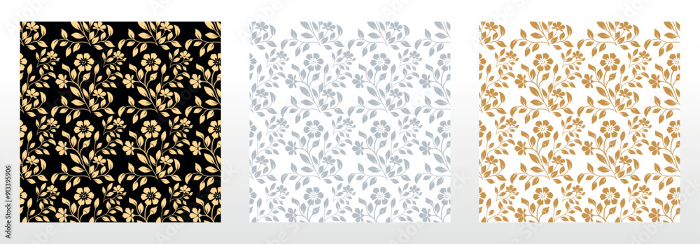 Poster collection of flower geometric patterns. seamless vector backgrounds. colored ornaments. ornament fo