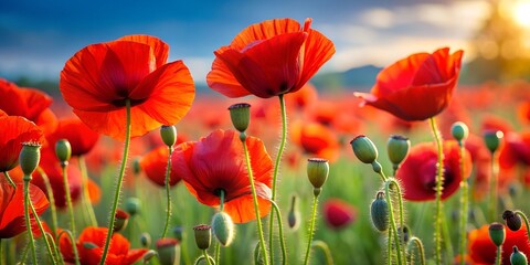 Obraz premium field of red poppies