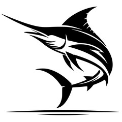 Marlin fishing rod logo silhouette
