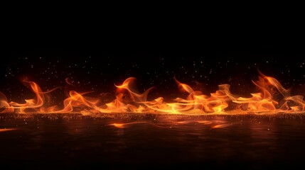 Naklejka premium Fire flames on dark background illustraiton generated by ai