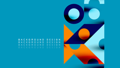 Colorful triangles circles square geometric design. Abstract background for wallpaper, banner, backdrop, card, book Illustration, landing page