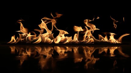 Fire flames on dark background illustraiton generated by ai