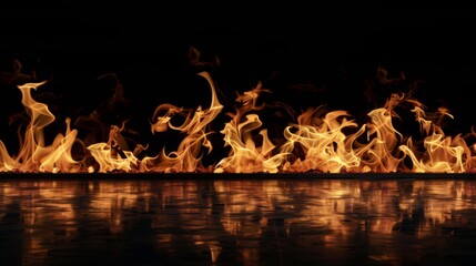 Fire flames on dark background illustraiton generated by ai