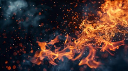 Fire flames on dark background illustraiton generated by ai