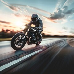 wallpaper of sport motorbike rider speeding on the highway motion effect