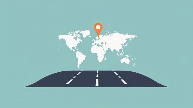 world map with road and location marker clip art preview