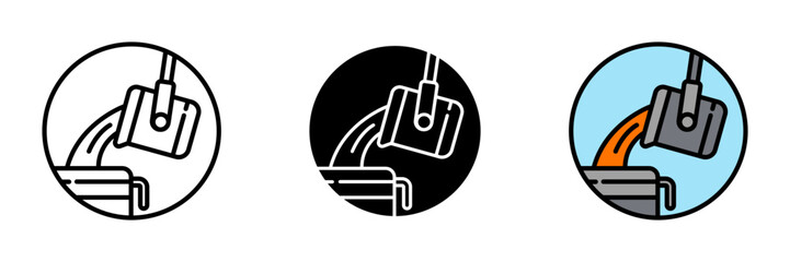 Foundry Icon, Facility for melting and casting metal into various shapes, essential for metalworking and manufacturing processes.