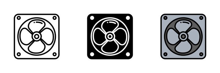 Industrial Fan Icon, Large mechanical fan used for ventilation and cooling in industrial environments, improving air circulation and temperature control.