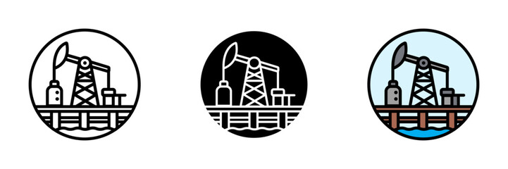Oil Rig Icon, Structure used for drilling and extracting oil from beneath the earth's surface, crucial for energy production.