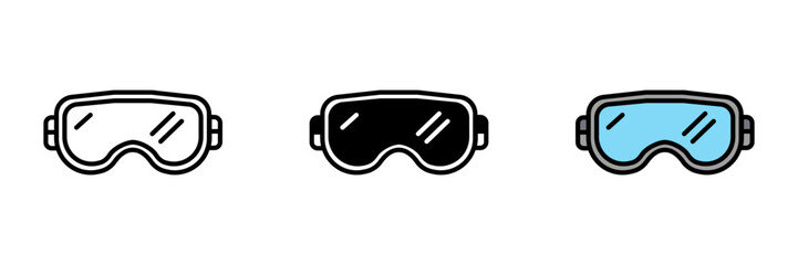 Safety Goggles Icon, Protective eyewear designed to shield eyes from debris, chemicals, or hazards in various industrial and work environments.