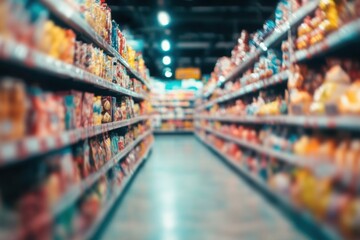 Fototapeta premium Blurred View of Supermarket Aisle