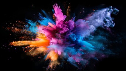 Vibrant color explosion on dark background illustration generated by ai