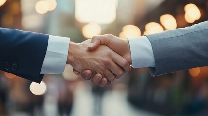 Hands of male and female business people shaking hands