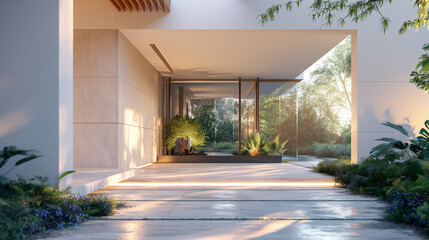 広々とした前景画像を備えたモダンな建物