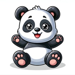 Cute panda cartoon image, white background 