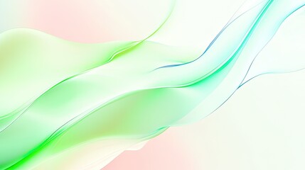Abstract green and blue waves on a white background.