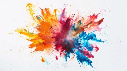 Vibrant color explosion on white background illustration generated by ai