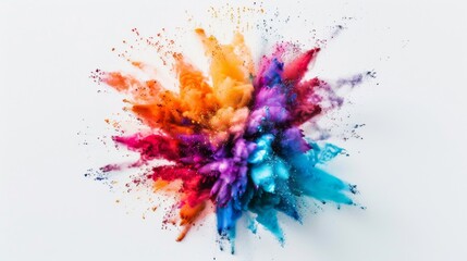 Vibrant color explosion on white background illustration generated by ai