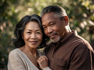 Fototapeta premium Portrait of a couple of black man from Africa and white woman from Asia, individuals of different races