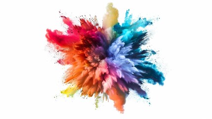 Vibrant color explosion on white background illustration generated by ai