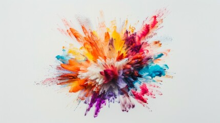 Obraz premium Vibrant color explosion on white background illustration generated by ai
