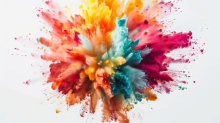 Vibrant color explosion on white background illustration generated by ai