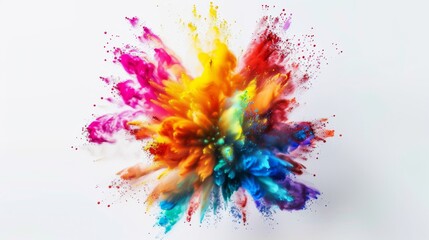 Vibrant color explosion on white background illustration generated by ai