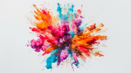 Fototapeta premium Vibrant color explosion on white background illustration generated by ai