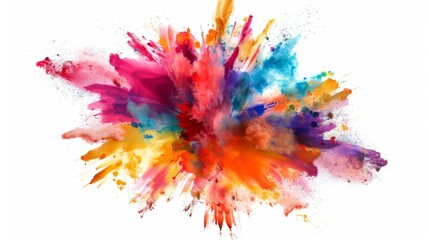 Vibrant color explosion on white background illustration generated by ai